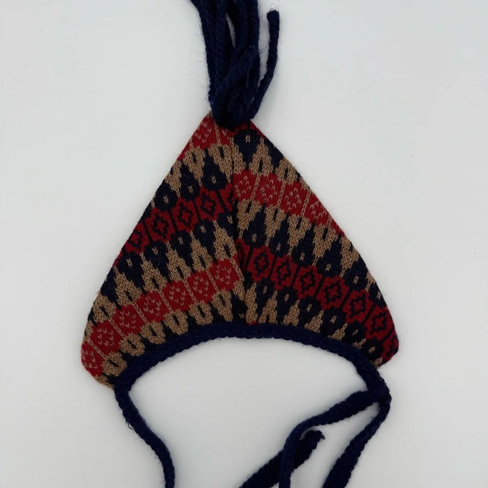 Vintage Handmade Knit Children's Hat | Folk Style | Ages‎ 1-2 | Tassel Top
